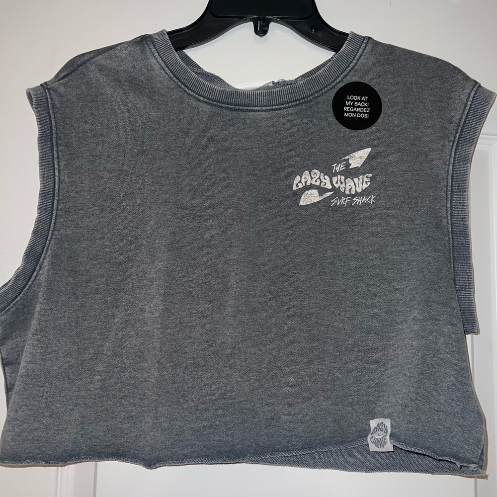 Divided Gray Sleeveless Crop Top